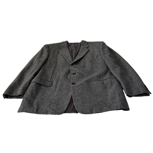 Hickey-Freeman Blazer Madison Men’s Blue Tweed Wool-Cashmere 2 Button 48L USA - Picture 1 of 11